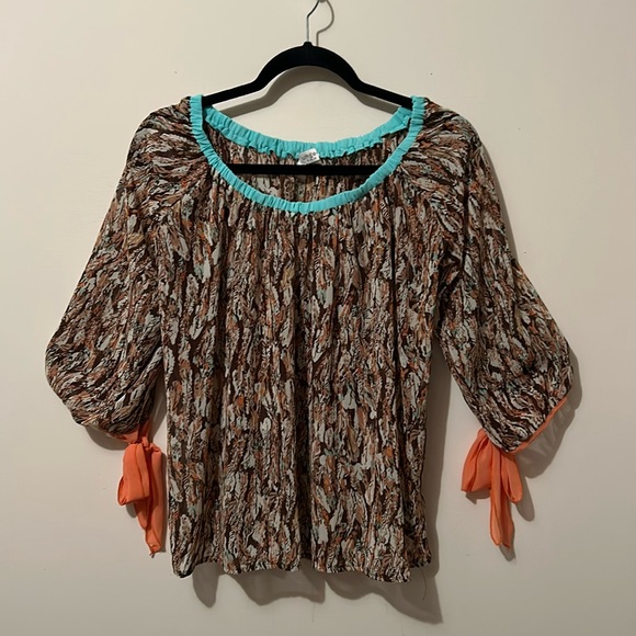 Umgee Tops - Umgee Women’s Small Sheer Abstract Colorful Blouse Shirt Top Fairy Cottagecore